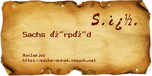 Sachs Árpád névjegykártya